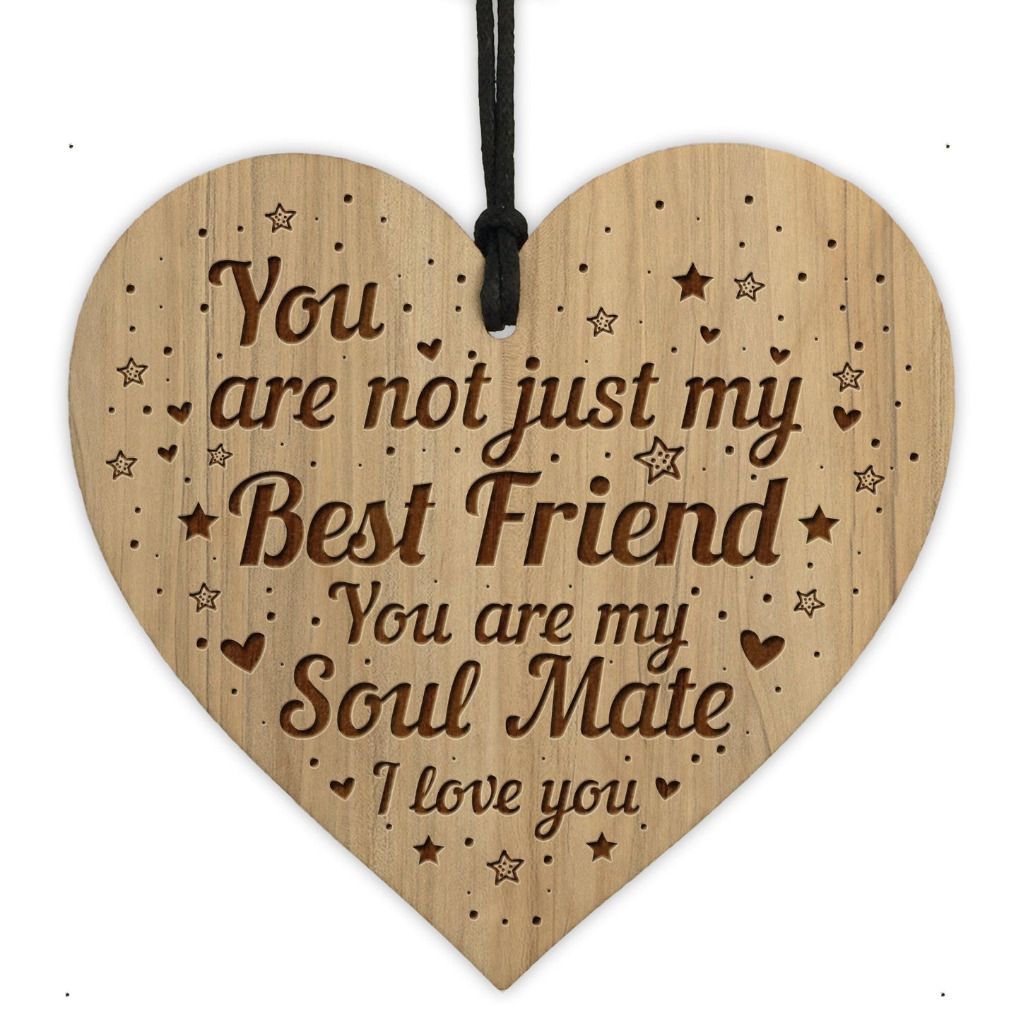Best Friend Soulmate Gifts Wooden Engraved Heart Friendship Gift