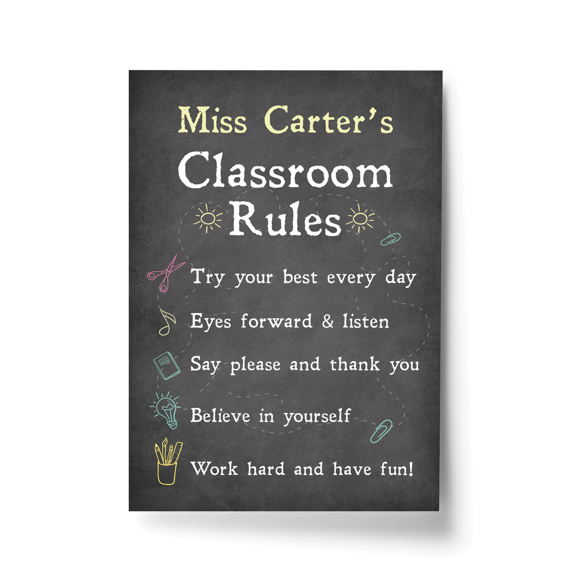 Classroom Rules Sign For Teacher Gift Personalised Wall Sign – Red ...