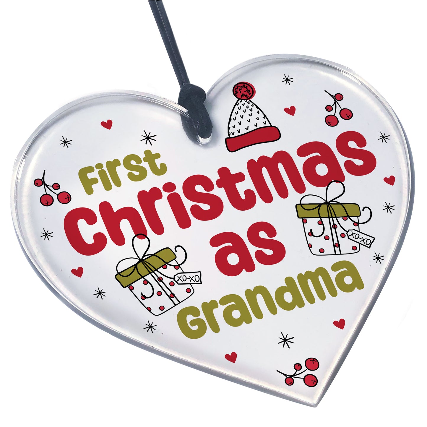 Christmas Decoration 1st Christmas As Grandma Gift Acrylic Heart