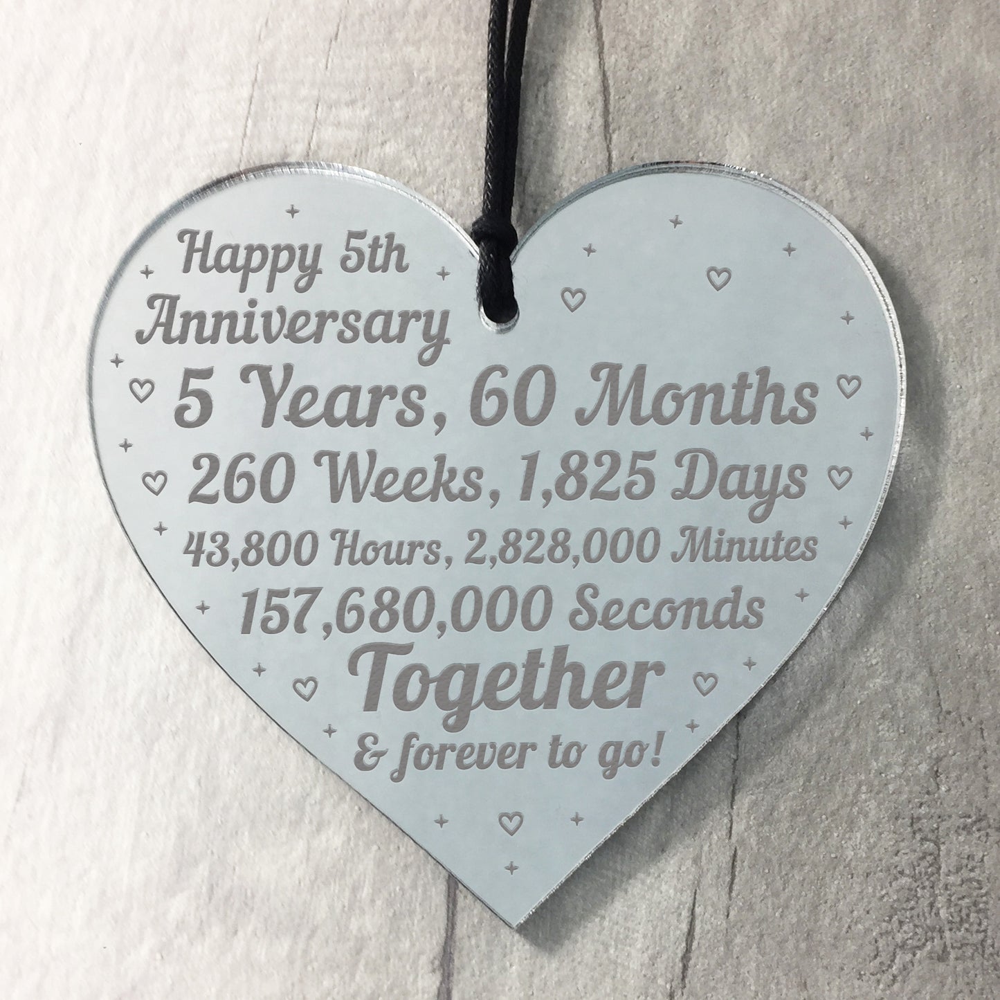5th Anniversary Gift For Him Her 5th Wedding Anniversary Heart