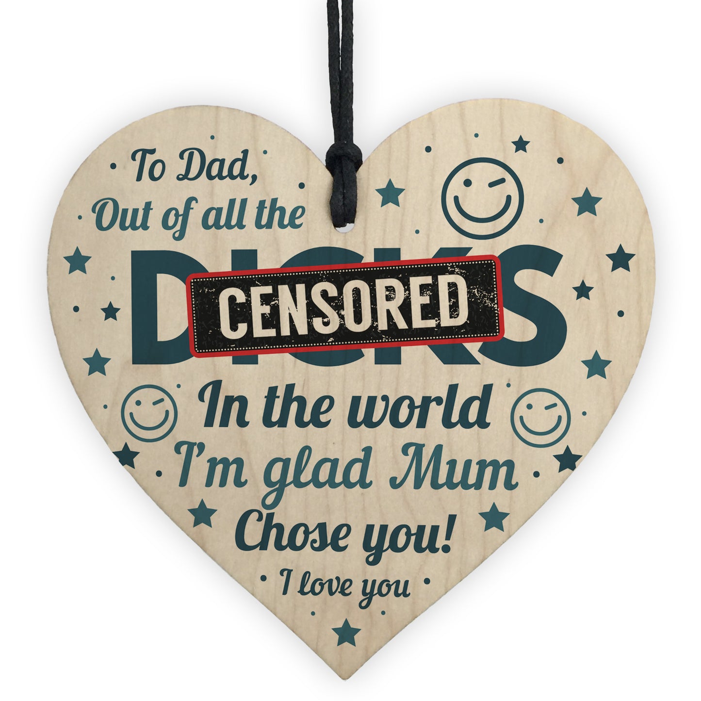 Funny Rude Dad Birthday Gift Wooden Heart Gift For Dad From Son