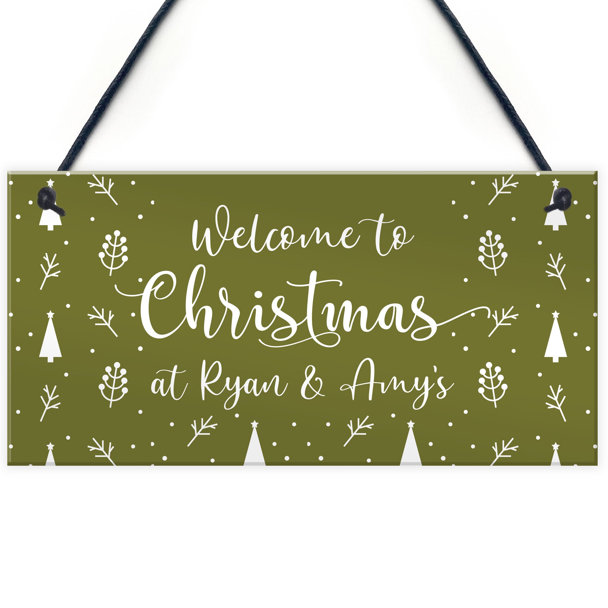 Welcome Christmas Sign Personalised Hanging Christmas Decoration – Red ...