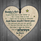 Daddy's Girl Hanging Wooden Heart FATHERS DAY Gift For Him Idea
