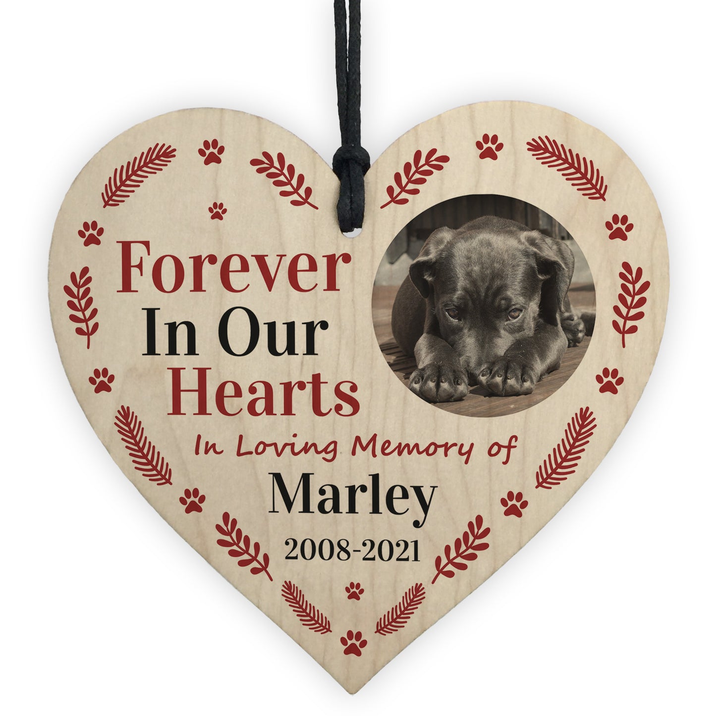 Memorial Gift For Dog Pet Wooden Heart Personalised Decoration