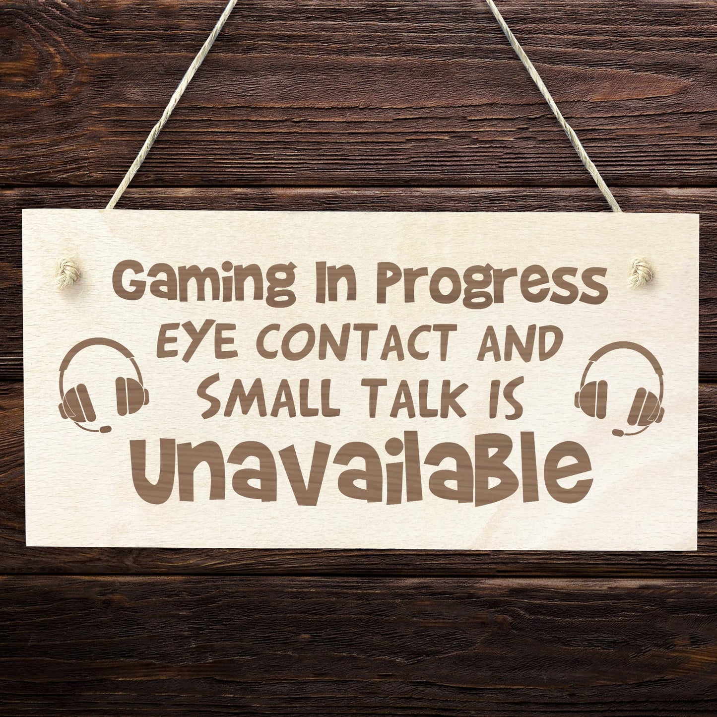Gaming Bedroom Sign Hanging Wood Plaque Gamer Gift Birthday