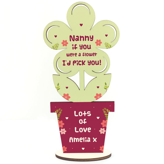 Personalised Nanny Gift Novelty Wooden Flower Birthday Gifts