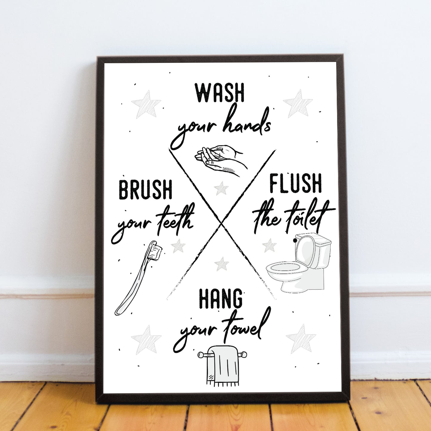 Bathroom Rules Sign Bathroom Print Framed Bathroom Decor Gift