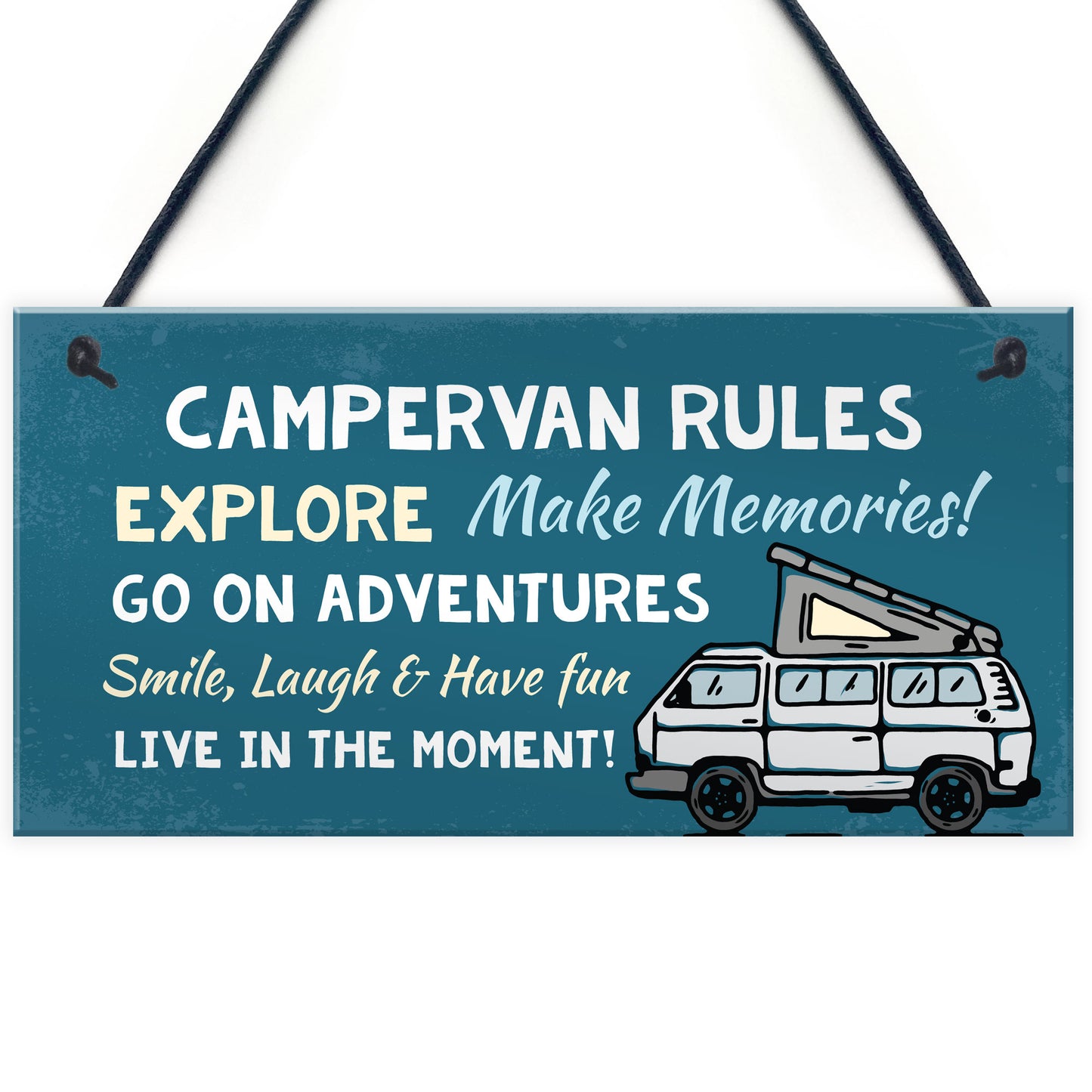 Campervan Rules Sign Hanging Door Plaque Caravan Sign Holiday