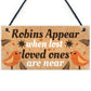 Handmade Robin Memorial Bereavement Garden Hanging Plaque