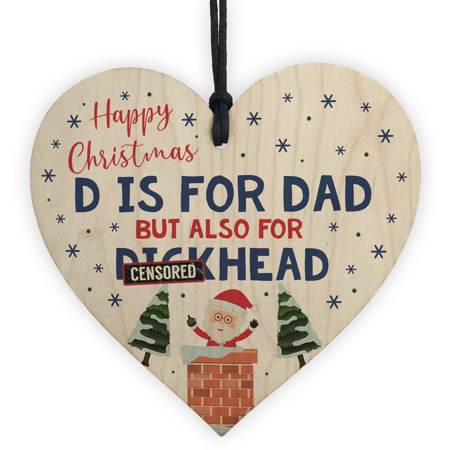 Rude Christmas Gift For Dad Funny Wooden Heart Gift For Him
