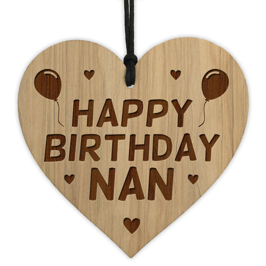 Birthday Gift For Nan Wood Engraved Heart 40th 50th 60th 70th