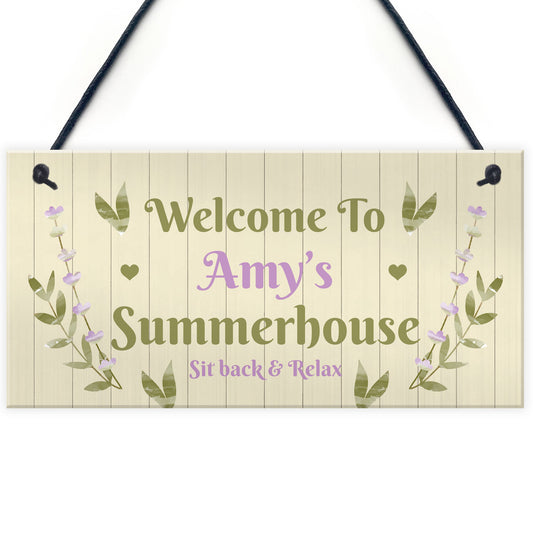 Summerhouse Decor Sign Personalised Hanging Wall Sign For Garden