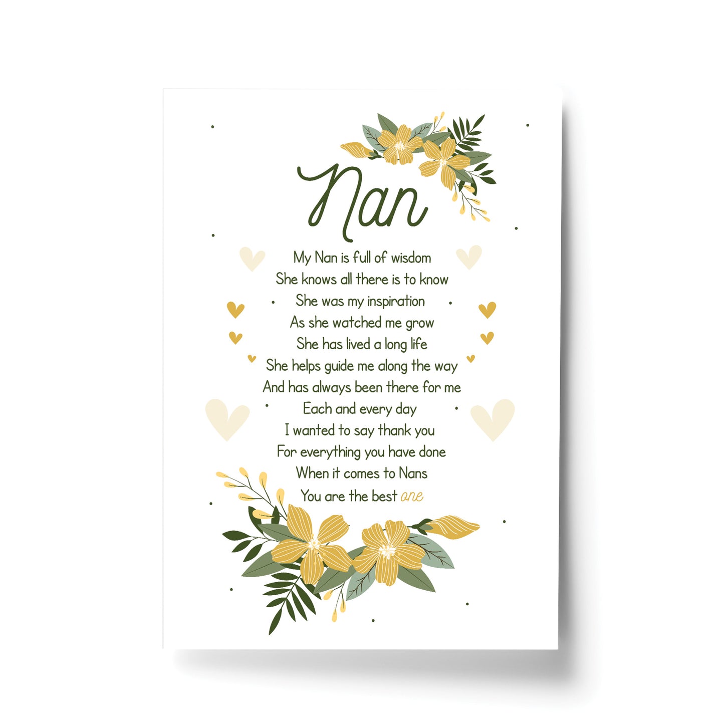 Nan Poem Print Nan Birthday Christmas Gift Framed Print Nan Gift