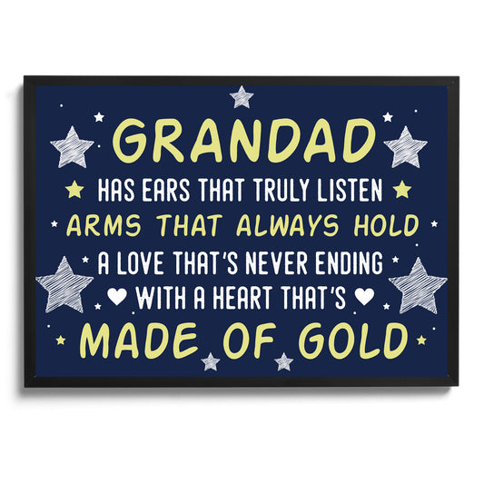 Grandparent Gifts For Grandad Framed Print Grandad Birthday Gift