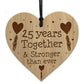 25th Anniversary Gifts Engraved Heart Husband Wife Anniversary
