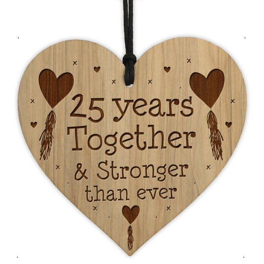 25th Anniversary Gifts Engraved Heart Husband Wife Anniversary