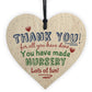 Thank You Nursery Teacher Gift Wooden Heart Sign Leaving Present
