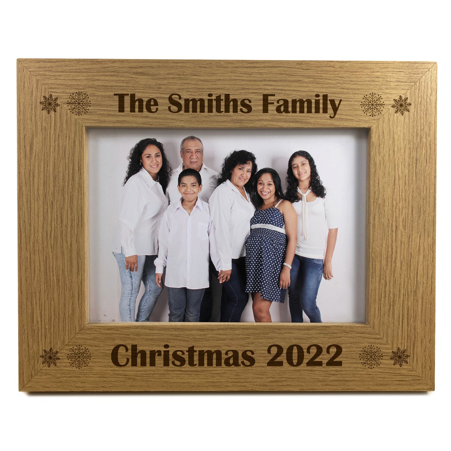 Personalised Christmas Decoration Wood Photo Frame Family Xmas