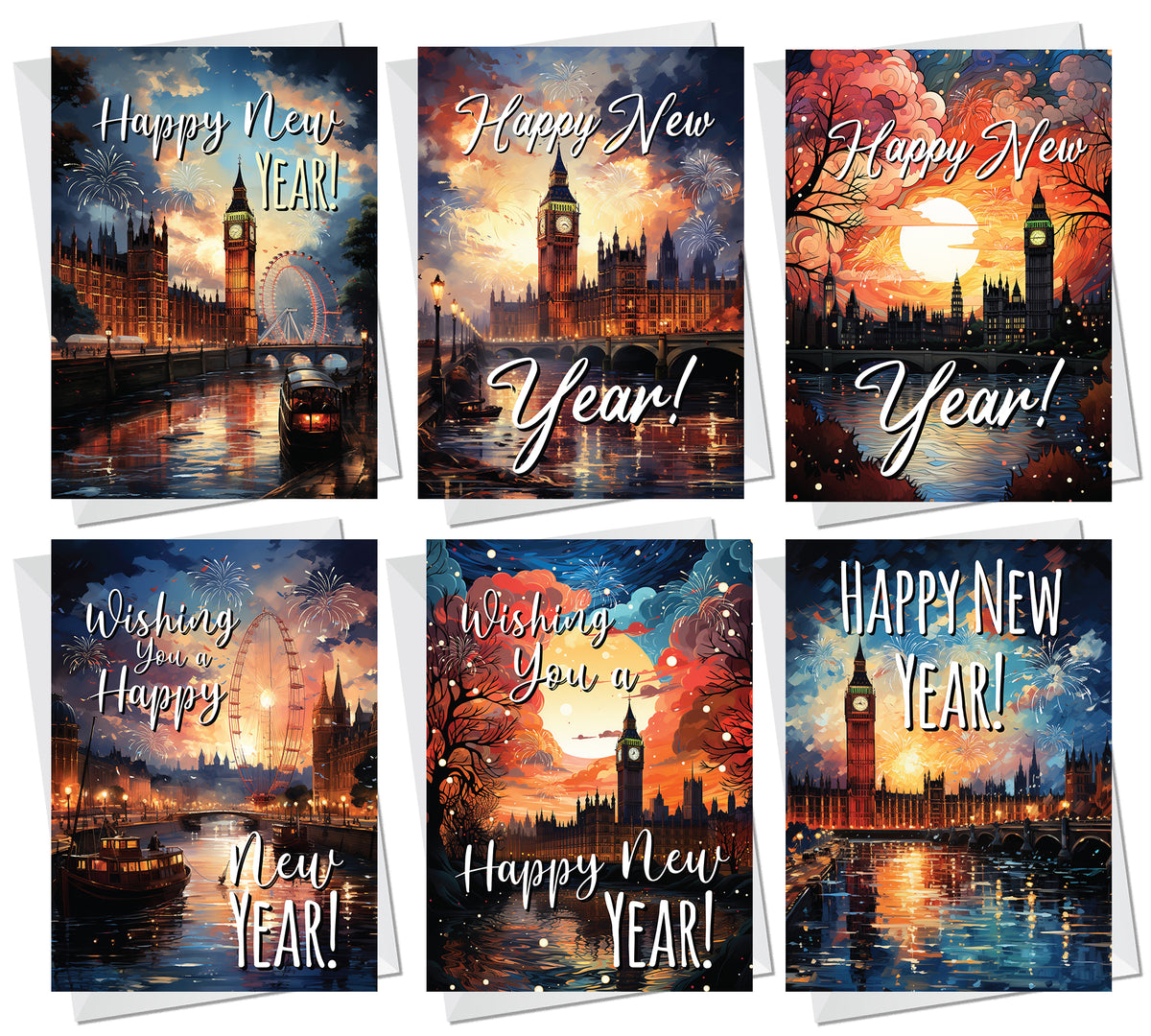 New Year Cards Multipack of 12 Happy New Year Friends Family
