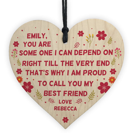 Best Friend Personalised Gift Wooden Heart Keepsake For Friend