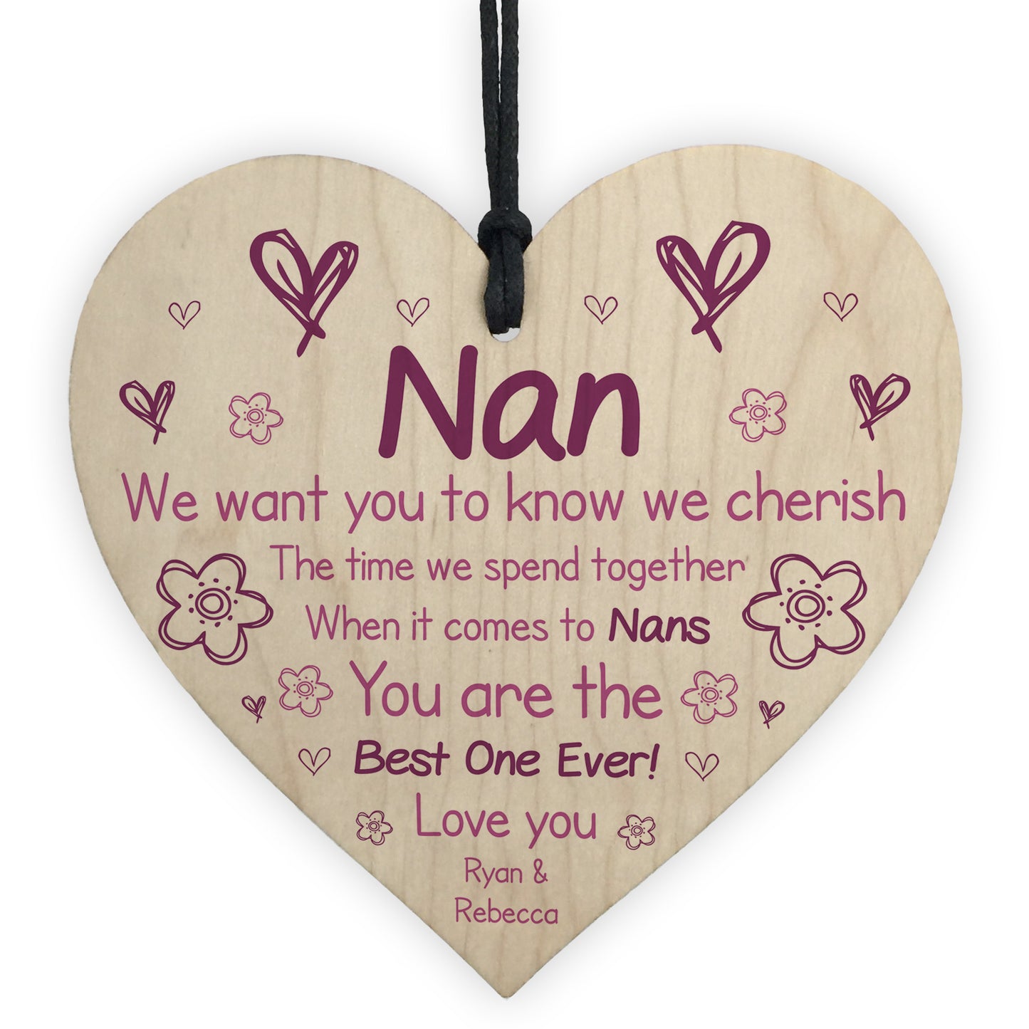 Wooden Heart Gift For Nan Novelty Mothers Day Birthday Gift