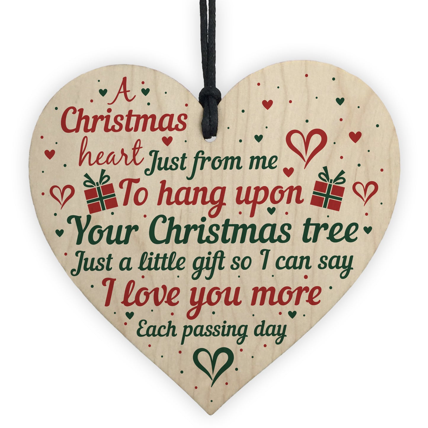 Gift For Mum Dad Nan Wife Christmas Tree Bauble Wood Heart Xmas