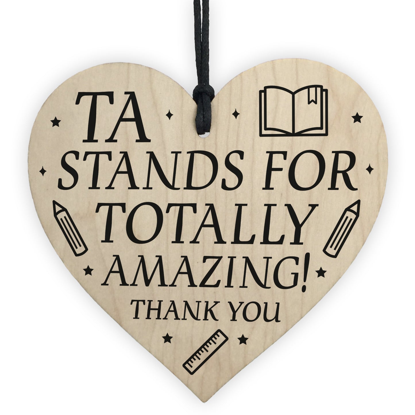 Teaching Assistant TA Gifts Wooden Heart End Of Term Leaving