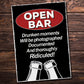 Novelty OPEN BAR Sign Home Bar Pub Man Cave Sign Funny Bar Signs