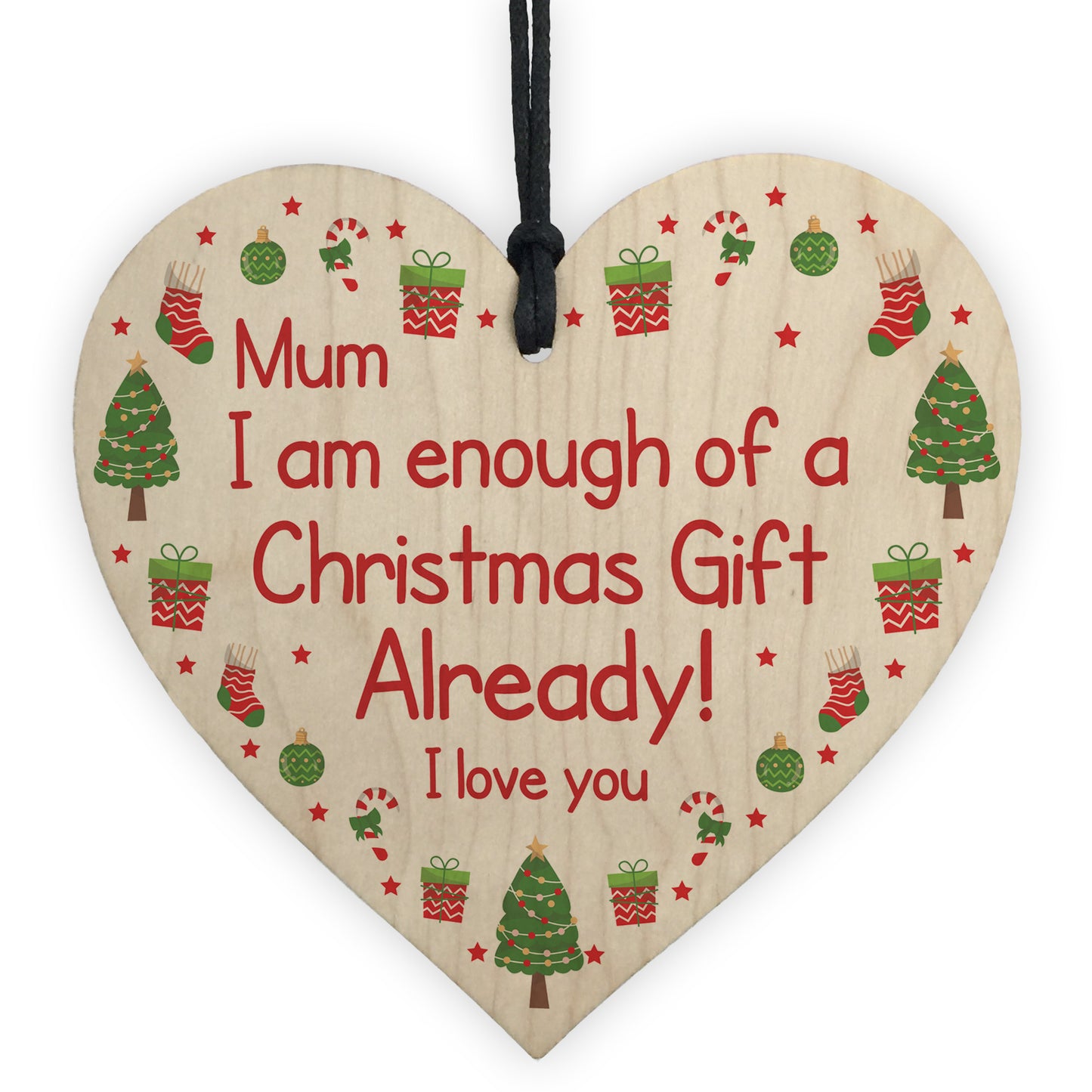 Funny Mum Christmas Gift From Daughter Son Novelty Wood Heart