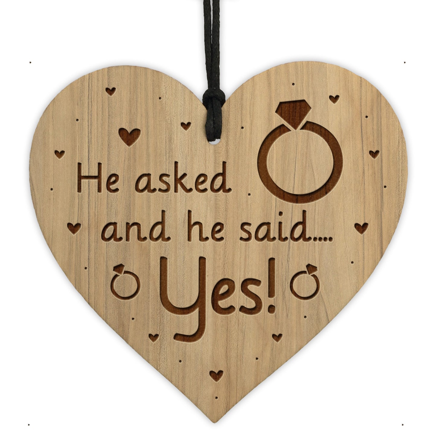 He Asked And He Said Yes Engagement Gift For Him Engraved Heart