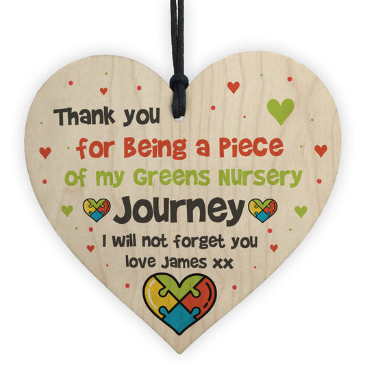 Nursery Gift Personalised Wood Heart Thank You Gift For Nursery