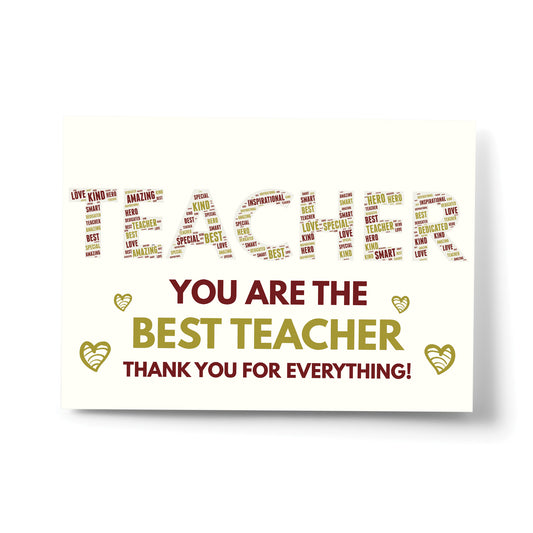 Best Teacher Gift Word Art Print Thank You School Nursery Gift