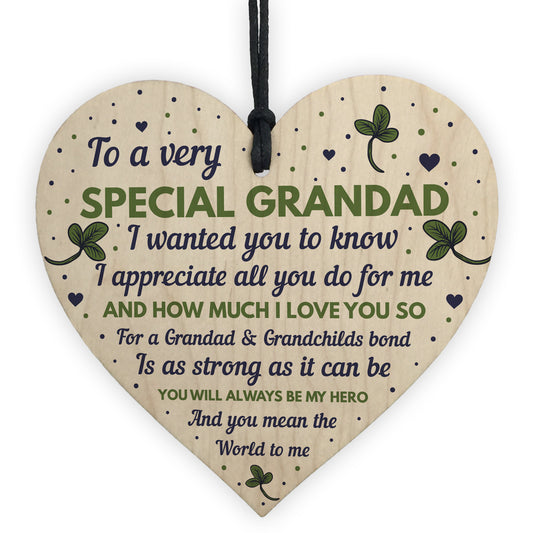 Thank You Gifts For Grandad Wood Heart Grandad Birthday Gift