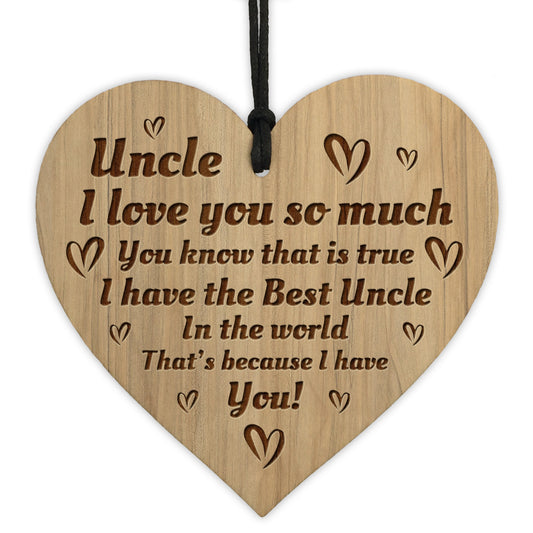 Uncle Gift For Birthday Fathers Day Engraved Wood Heart Gift