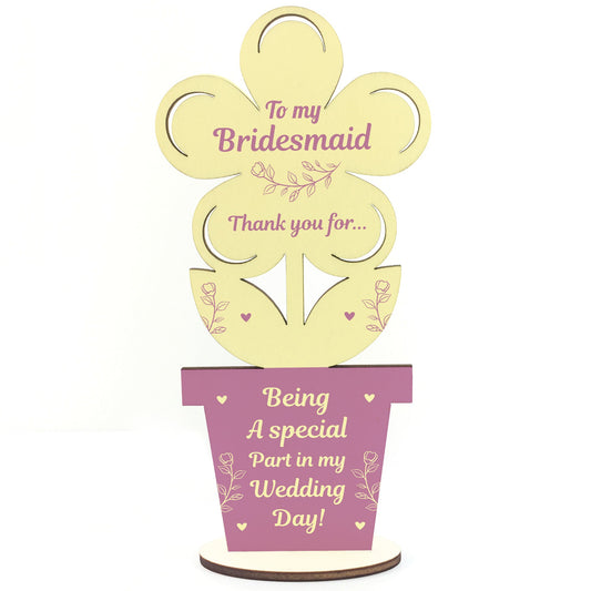 Special Bridesmaid Gift Thank You Gift For Her Wood Flower