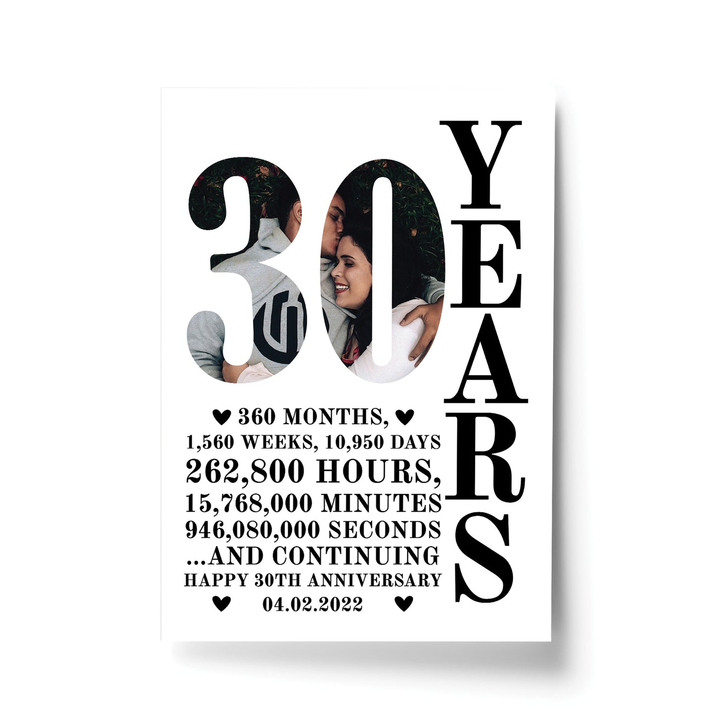 30th Anniversary Gift Print Personalised Photo Husband Wife