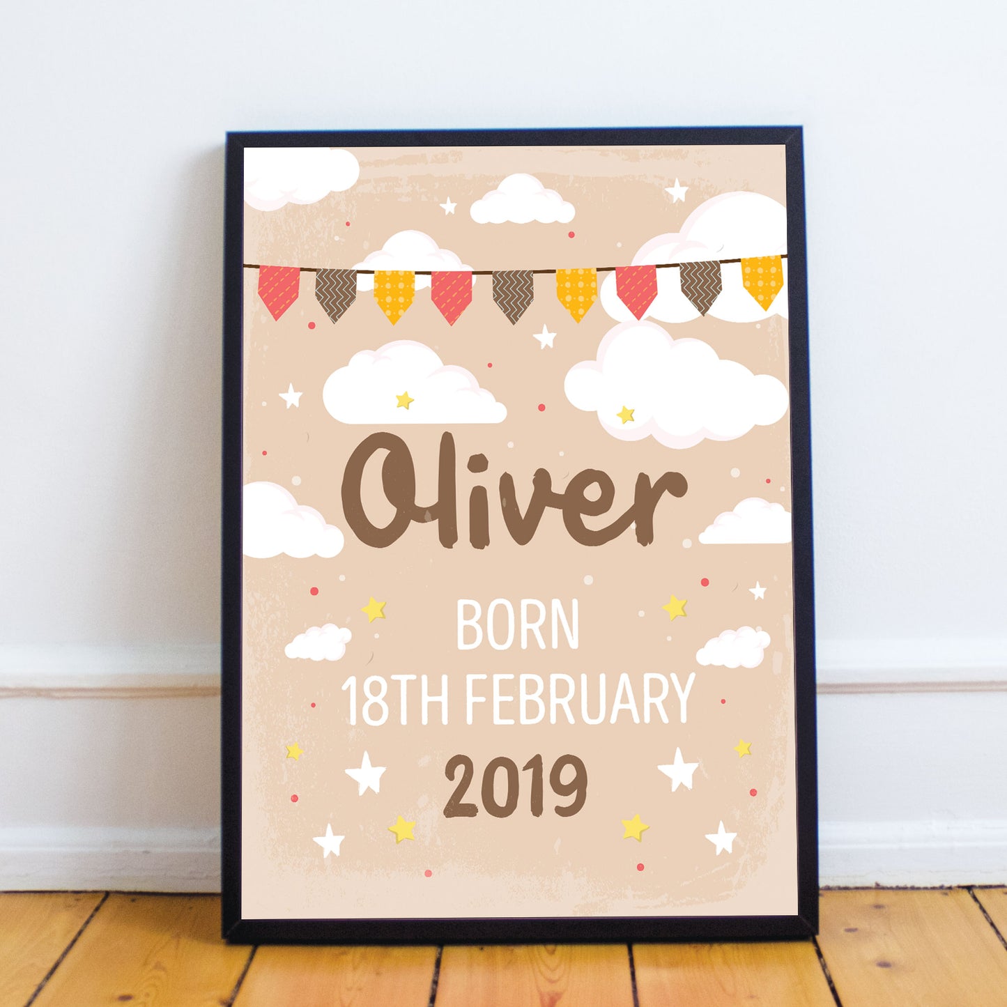 NEW BABY Gift Birth Details Print Framed Baby Girl Baby Boy Gift