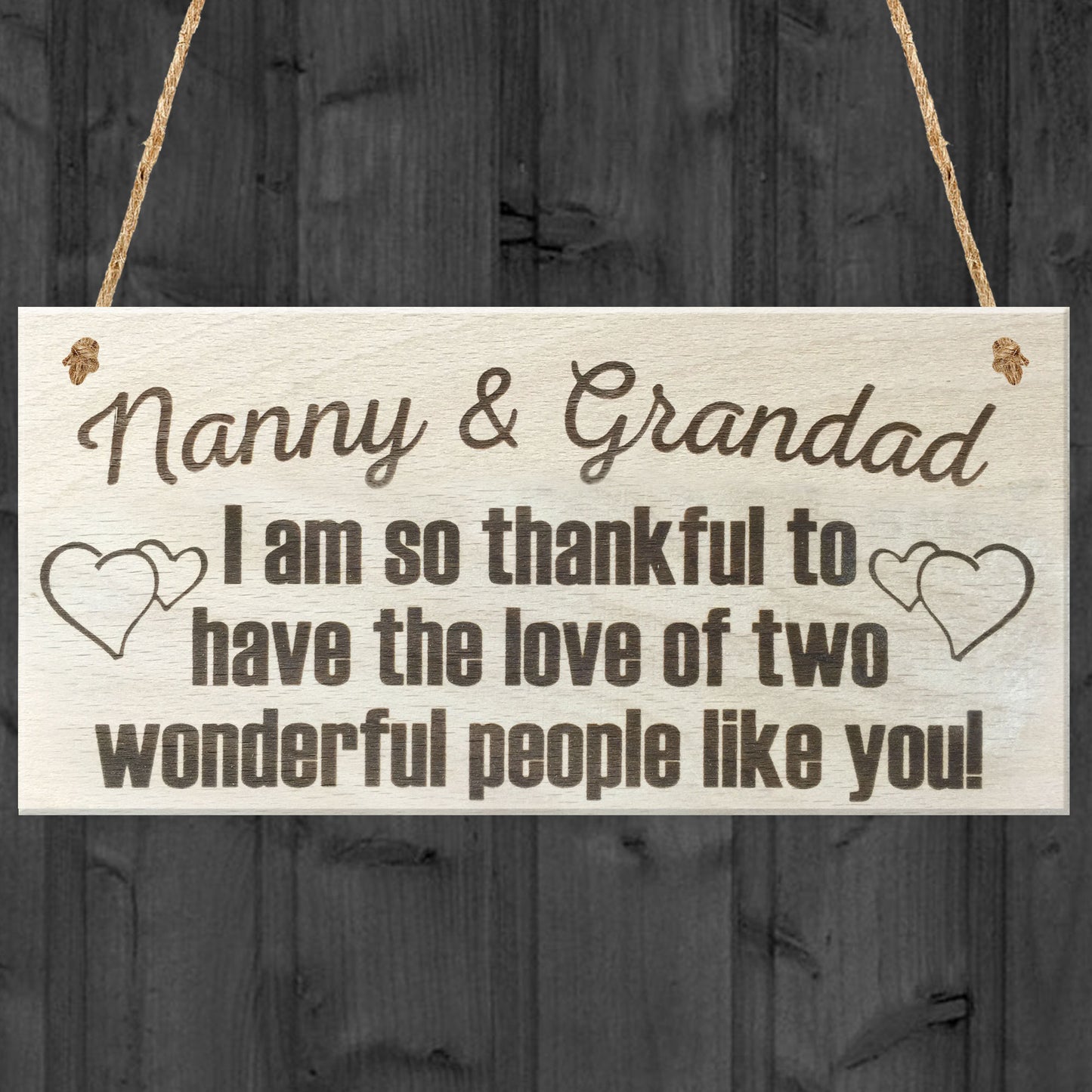 Nannys Grandad Thank You Wooden Hanging Plaque Gift Sign