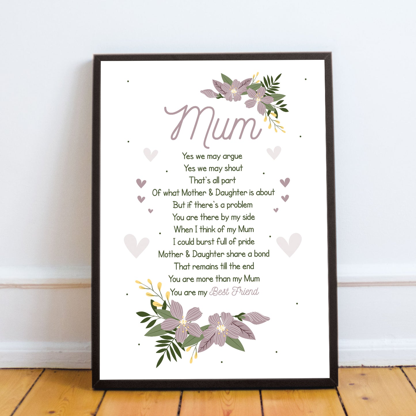Mother And Daughter Gift Frame Print Mum Birthday Christmas Gift