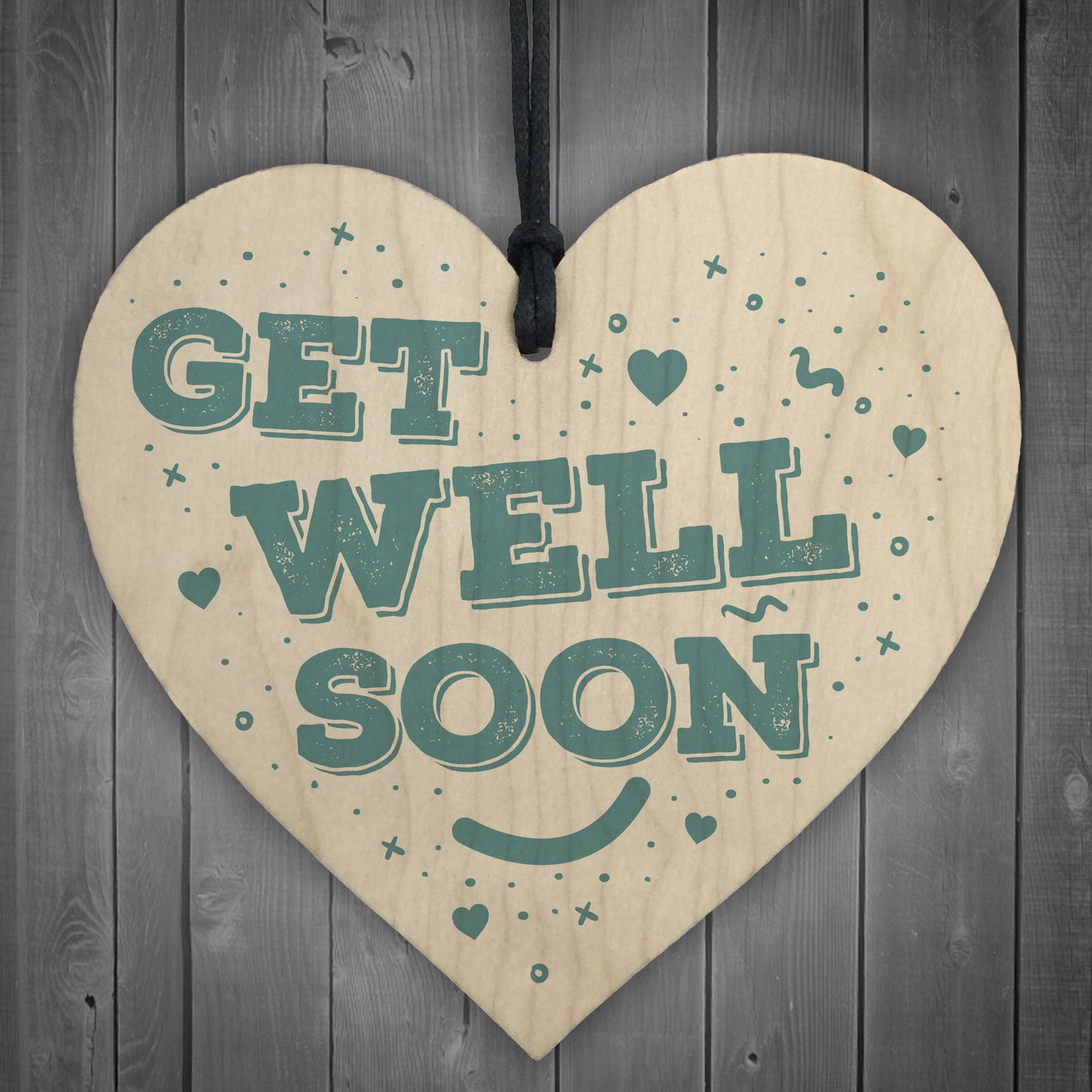 Get Well Soon Thinking of You Love Gift Wooden Heart Sign Plaque