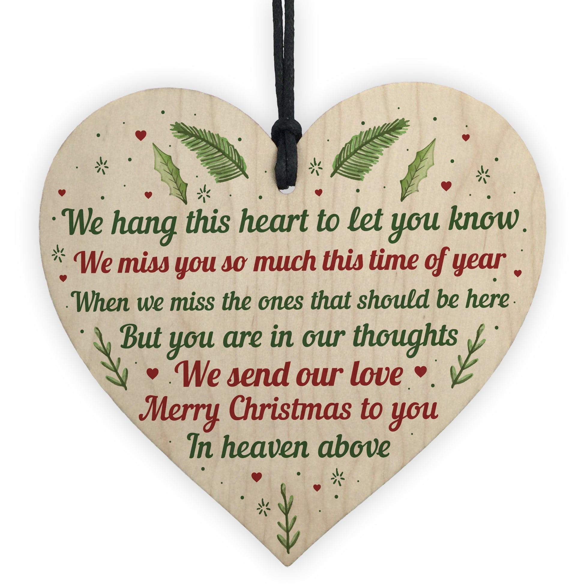 In Memory Of Mum Dad Nan Memorial Heart CHRISTMAS Tree Gift – Red