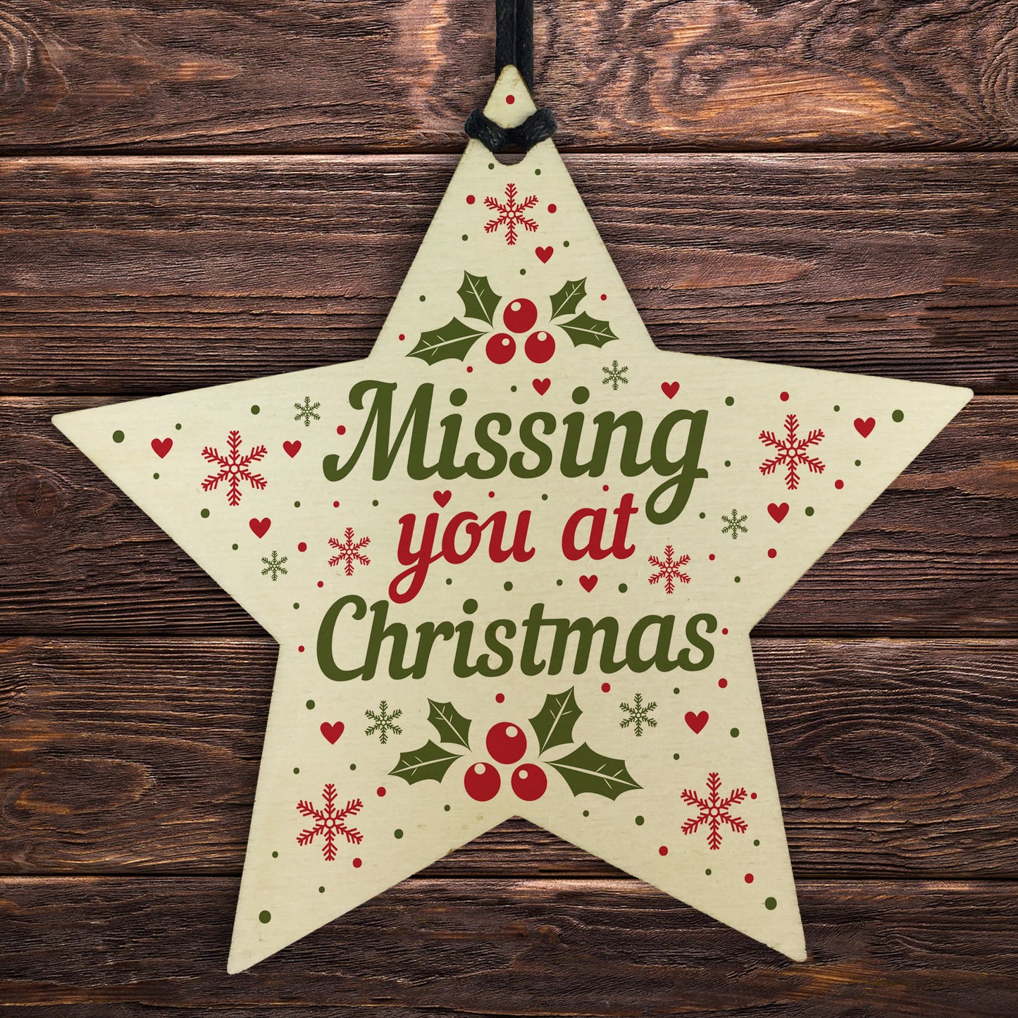 Christmas Memorial Gift For MUM DAD NAN Wooden Star Decoration