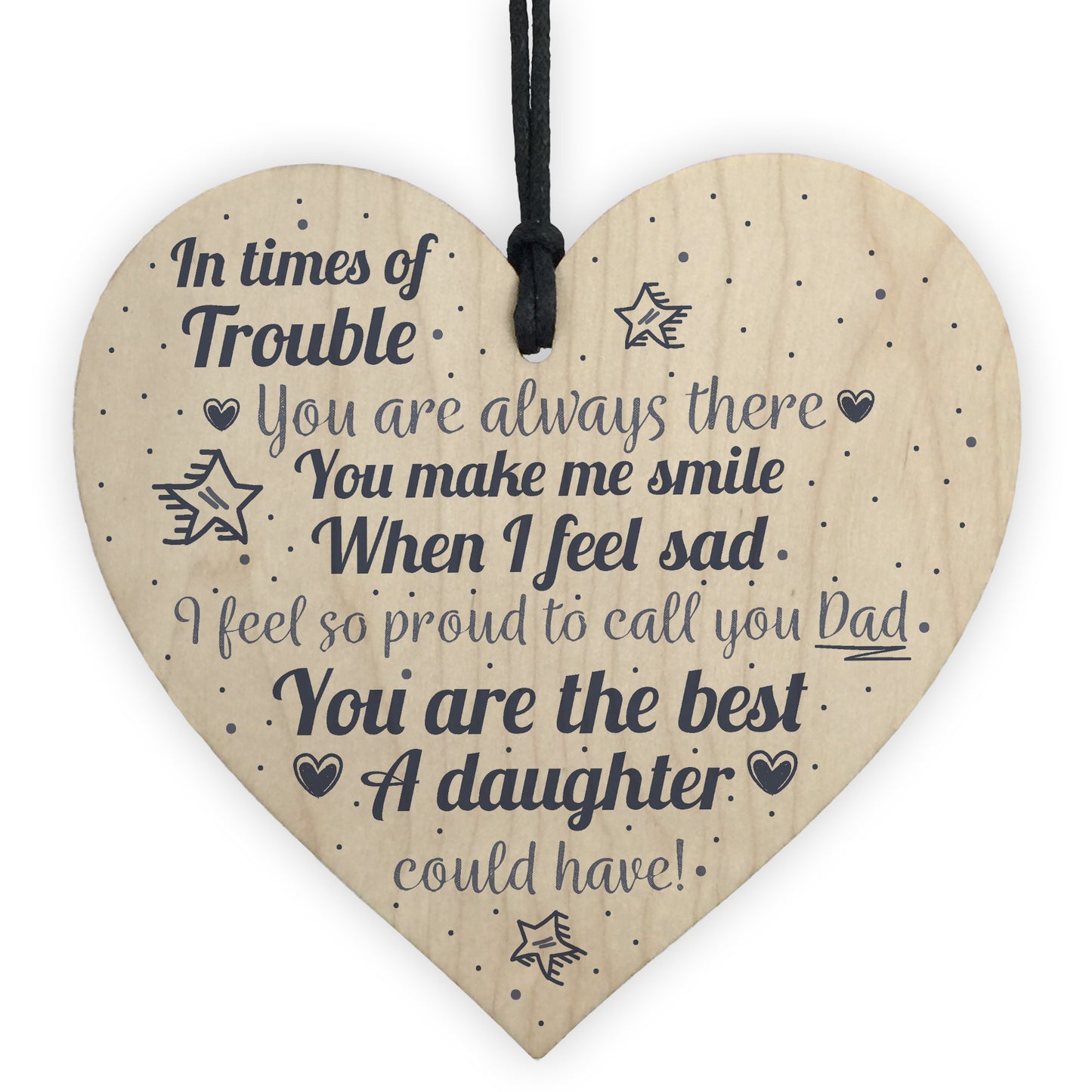 Gifts For Dad Wooden Heart FATHERS DAY Birthday Gift For Him