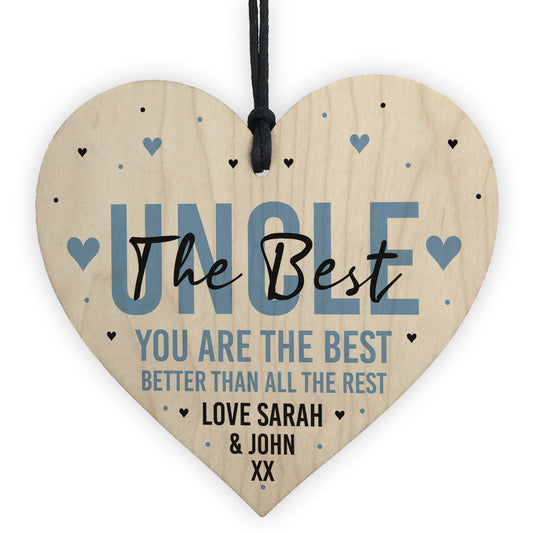 Novelty Uncle Gift Personalised Hanging Heart Birthday Christmas