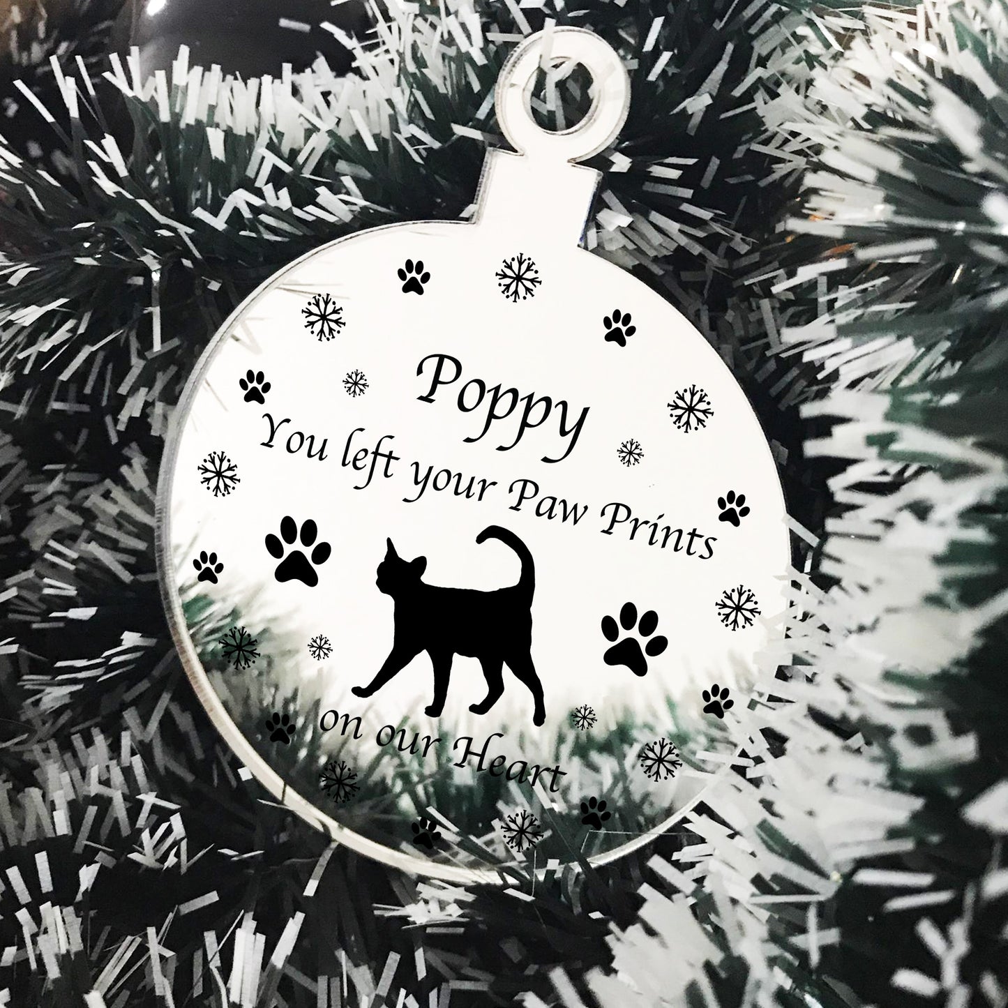 Cat Memorial For Christmas Tree Personalised Engraved Bauble