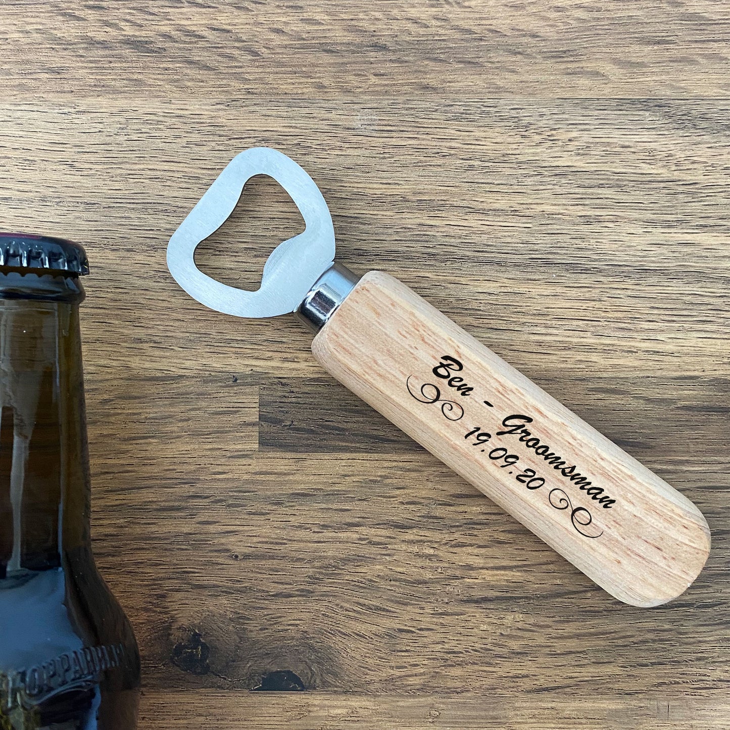 Personalised Bottle Opener Wedding Favour Thank You Groomsman