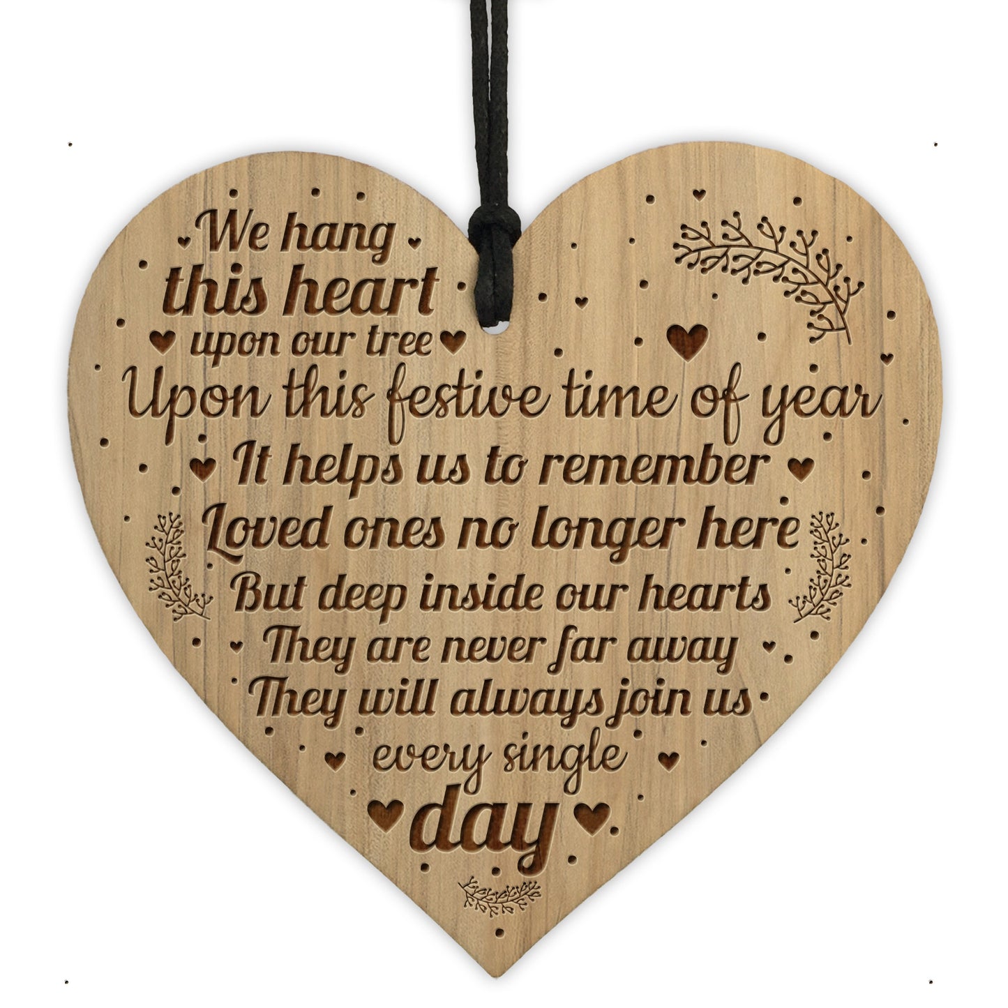 Hanging Memorial Christmas Tree Decoration Wooden Heart Mum Dad