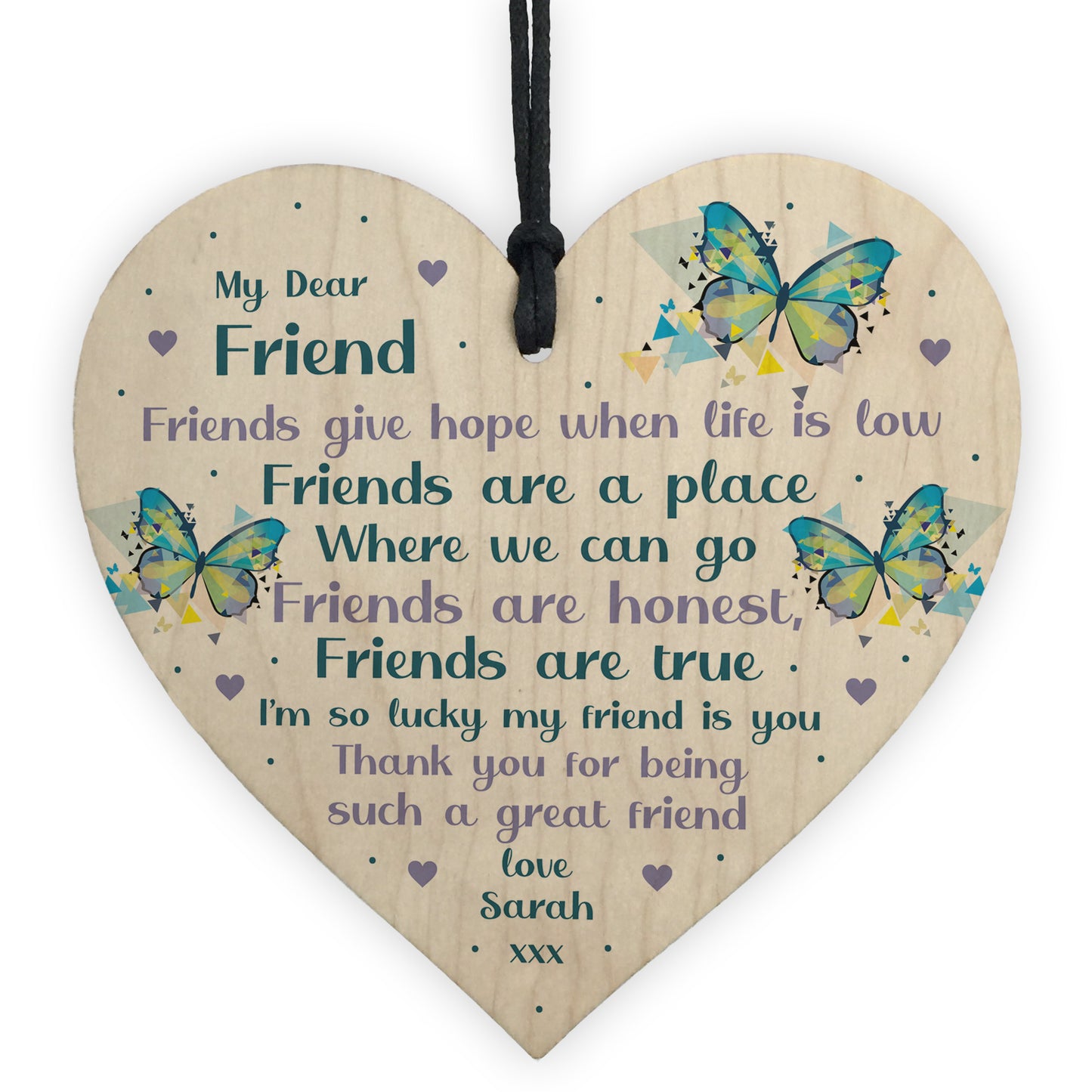 Best Friend Plaque Friendship Sign Personalised Heart Birthday