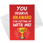 Anniversary Card Award Funny Greeting Card for Boyfriend Husband
