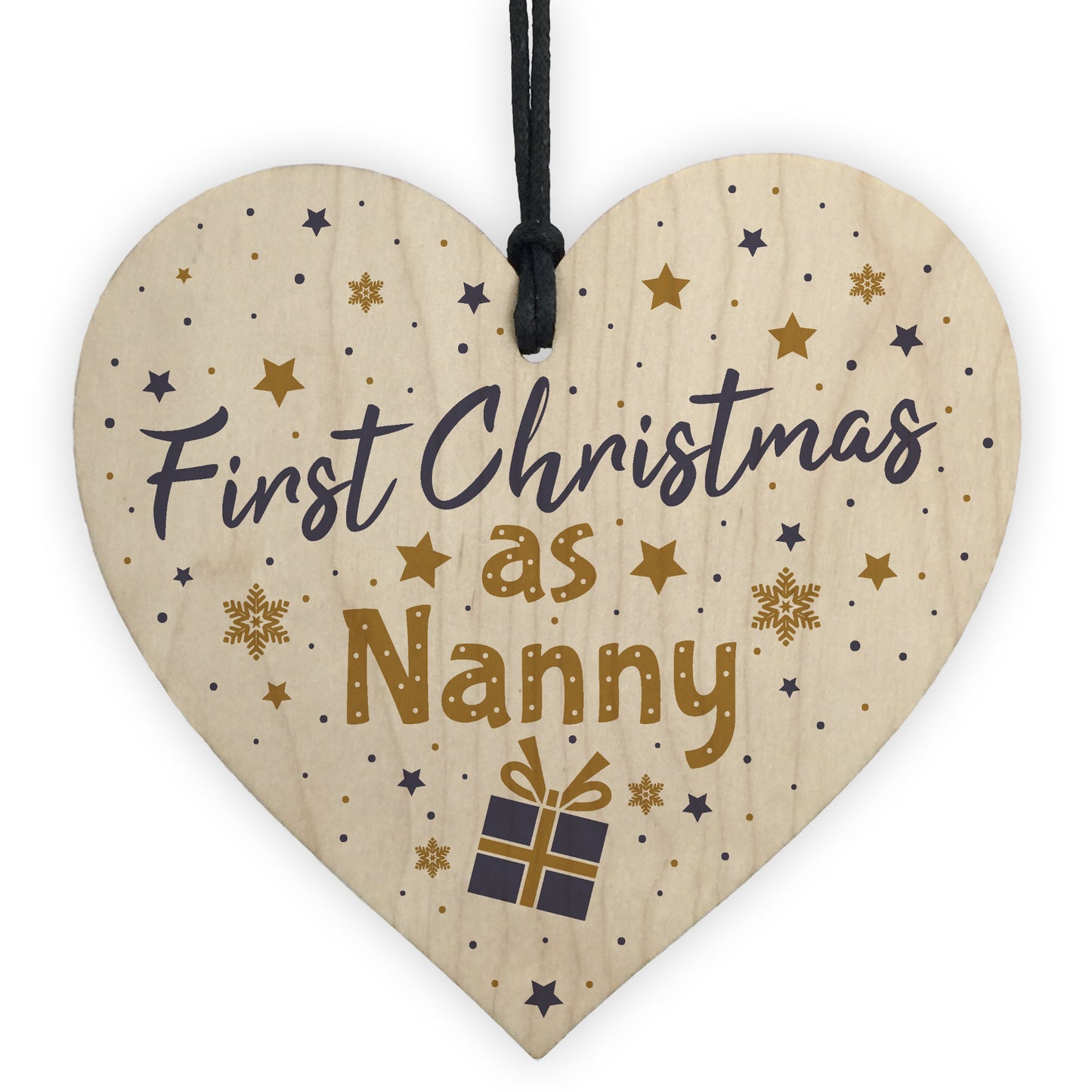 First 1st Christmas As Nanny Tree Decoration Bauble Wooden Heart